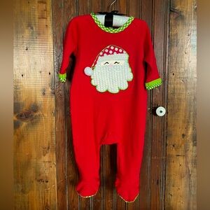 NWT Mudpie Baby Santa Christmas Drop Seat Onesie 0-6 Months